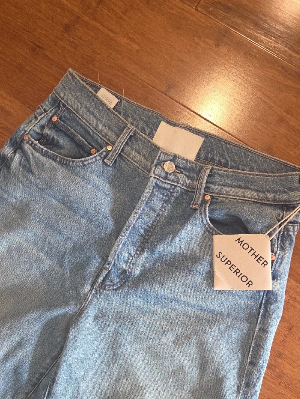 MOTHER The Ditcher Roller Sneak!Light Blue Wide-Leg Jeans In Psych - Picture 4 of 6